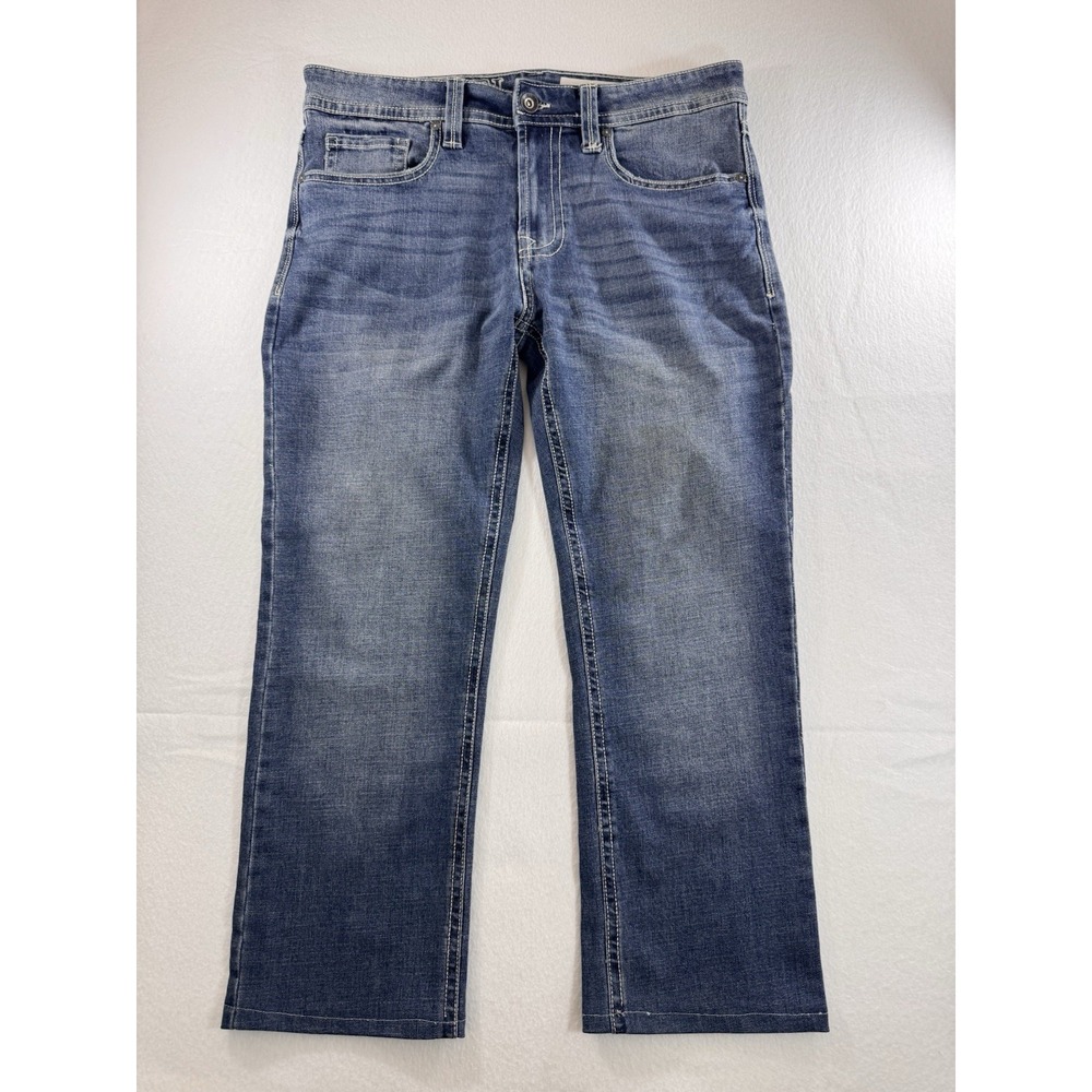 TK Axel Slim Boot Jeans Mens 34x27 Med Wash Stretch Denim Bootcut Cowboy Rodeo